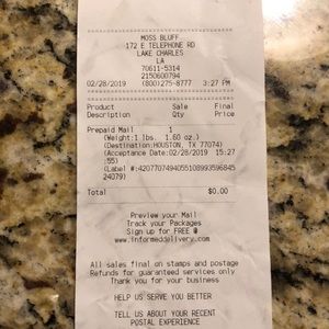 *****not for sale***** receipt of shipment.
